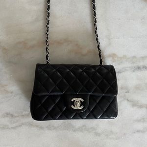 SOLD-Chanel Mini Rectangular Classic Flap Black